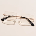 Modern rimless square sunglasses with light gold metal frame and gradient lenses - Gold Frame Clear