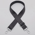 Ethnic style black and white geometric wide shoulder strap with silver metal lobster clasps - No. 622 Silver Hook