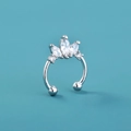 Silver non-pierced nose ring with marquise and round cubic zirconia on blue background - Marquise Row (SE1253)