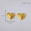 Vintage golden heart earrings with dimensions 2.1cm x 2.4cm and weight 13g on white background - Heart Style (A080-Heart Gold) / Gold