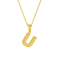 Fashionable gold titanium steel U-letter necklace with dotted texture on O-chain - Letter U