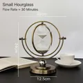 Vintage small brass hourglass 30 minutes timer with metal stand and white sand - Globe Hourglass Small 30 Mins
