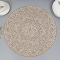 Set de table rond en jute avec motif mandala en dentelle blanche et décoration - Sans Franges Motif Blanc 1