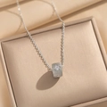 Collana a cilindro in argento spazzolato con zircone a stella su scatola regalo di lusso - Collana Cilindro a Vita / Argento