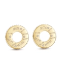 Elegant golden round MOM earrings with sparkling crystal pavé border for Mother's Day - Gold Stud Earrings (KE67067-K)