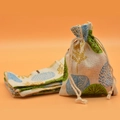 Linen drawstring pouches with colorful tree patterns for jewelry and sachets - Money Tree