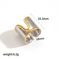 Anillo ancho de acero de titanio minimalista con diseño ondulado bicolor plata y oro - Estilo Bicolor Oro y Plata (TR4491-M)