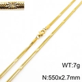 Golden 2.7mm flat snake chain necklace made of titanium steel with textured finish - Carved Texture Style (KN233344-Z) / Gold