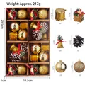 Kerstversiering set met gouden ballen, dennenappels en bellen voor de kerstboomdecoratie - Gouden Serie Set / Goud