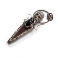 Retro bronze pendant with deep red stone, black onyx, and amethyst crystal accents - Dark Red