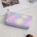 Quilted polyester cosmetic bag with purple gradient, snowflake patterns and gold zipper - Purple Yellow Dots / Small (18.5x12cm)
