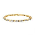 Elegant s925 gold plated silver bracelet with white zircon and X-shaped metal links - 3mm 14k Gold 16.5cm Approx. 7.4g