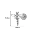 Titanium silver dragonfly stud with clear zircons, 0.82cm height by 0.84cm width - Dragonfly Style - Silver (T2523-4#银)