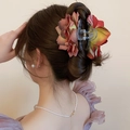 Pink and yellow gradient rose acrylic hair claw clip for elegant updo hairstyling - 44# Claw Clip - Red - Rose Gradient Style