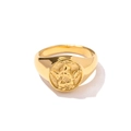 French vintage 18k gold plated stainless steel signet ring with cherub angel relief - US 6 / Golden Angel Relief Style(JDR201340)