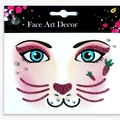 Pink glitter cat face jewels with heart nose and whisker stickers for parties - Rabbit Carrot