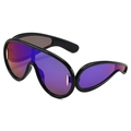 Oversized futuristic aviator sunglasses with black frame and purple gradient mirror lens - Black Frame Green Mirror Lens