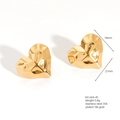 Textured heart-shaped 18K gold plated earrings in vintage stainless steel style - E664-45(Small Wrinkled Heart)