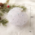 White tulle Christmas ball ornament with sparkling sequins and silver hanging hook - White Gauze Skirt Ball