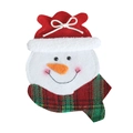 Porte-couverts bonhomme de neige en feutre blanc avec bonnet rouge et écharpe - Bonhomme de Neige Visage Rond