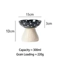 Polka dot ceramic elevated mushroom cat bowl with 15cm wide opening and 300ml capacity - Elevated Black Mushroom Bowl