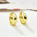 Polierte vergoldete Chunky Creolen mit breitem Tropfendesign für Damen, modisch - 14mm Gold