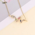 Close-up of snake pendant necklace with multi-colored cubic zirconia and 18K gold finish - Multicolor Rectangular Zirconia Snake Style (7#)