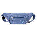 Sac banane en nylon bleu foncé avec graffiti colorés et trois poches zippées de mode - Style 2 Bleu