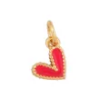 Golden copper heart pendant with red enamel inlay and beaded texture details - Rose Beaded Heart-L282992