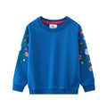 Sweat-shirt bleu marine pour bambins avec broderie florale sur les manches raglan - 3T / Bleu foncé