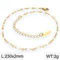 Gold stainless steel chain anklet with white beads and 230mm length specification - Gold White Beads (KJ4102-Z)