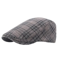 Klassieke bruine geruite katoenen platte pet met retro Schots ruitpatroon - 56-61CM (Verstelbaar) / Khaki met achterverstelling