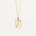 Gold octagonal pendant necklace with sparkling micro-pave zircon lowercase letter J - Letter J