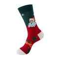 Christmas crew socks with Santa Claus and tree patterns in red, green, and white colors - One Size / 284-Red Green White Santa Tree