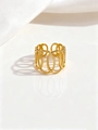 Adjustable golden hollow chain ring with oval links and a polished minimalist finish - Style 40282 / Gold