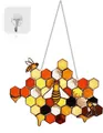 Sonnenfänger aus Acryl mit Bienen und Waben inklusive Fensterhaken mit Saugnapf - Stil C-Geometrische Wabe Bienen