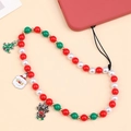 Weihnachts-Handykette mit Perlen in Rot, Grün, Weiß und kleinen Weihnachtsanhängern - K1818 Bunte Perlen-Stil