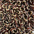 Spherical agate evil eye loose beads with brown and white circular patterns for DIY jewelry - Coffee / 10mm