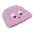 Cute dog-themed warm knitted hat in purple and pink stripes with 3D plush ears - One Size / Lavender Pink Stripe(B)