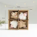 Lot de quatre anges en peluche dans une boîte en papier kraft pour décoration Noël - Poupée vêtements café blanc