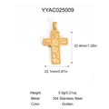 Spécifications de taille du pendentif croix dorée en acier inoxydable 304 avec texture - Style Croix Texturée (YYAC025009)