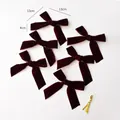 Pack of 6 dark red velvet DIY Christmas bows for tree decorations size 13x13cm - 3.8cm Dark Coffee / 6 Pack