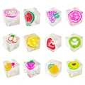 12-piece set of transparent fruit ice cube squishy toys with colorful slices - Ice Cube Fruit Series
