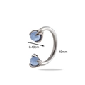Titanium staal hoefijzer neusring met blauwe katteoog steen, 10mm diameter maat - Lichtblauw (2#)