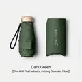 Dark green flat five-fold sun umbrella with UPF 50+ case and 18cm portable size - 18CM 5-Fold Flat Umbrella / Dark Green