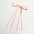 Elegant pink satin bow hair clip with long ribbons for a sweet minimalist look - Long Streamer Style (Single) / Deep Pink