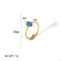 Größenverstellbarer Ring mit 18k Vergoldung, blauem Naturstein und Maßen im Bild - Blau (TR4020-LB)