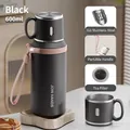 Black 600ml 316 stainless steel vacuum flask with portable strap and tea infuser - 600ml / Black