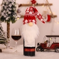 Knitted red and white Christmas gnome wine bottle cover with snowflake patterns - Red And White Snowflake Style (G-JT49)