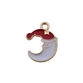Kerstman Maan hanger van legering met rood en wit emaille voor DIY sieraden - Rode en Witte Kerstmaan